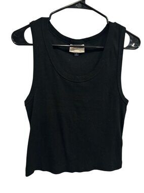 Universal Thread XL Black Ribbed Cropped Tank Top Cotton Blend Sporty Chic NWT